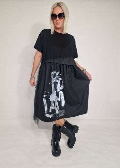 Pamučna haljina s til detaljima Rea